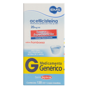 Acetilcisteina Xarope Expectorante Pediatrico Framboesa 20Mg/Ml 120Ml Ems