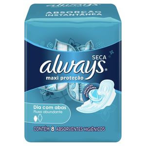 Absorventes Always Maxi Proteçao Seca Com Abas Com 8 Unidades