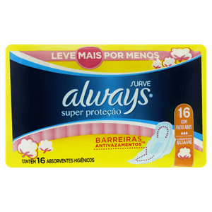Absorvente Always Super Protecao Suave com Abas com 16 unidades