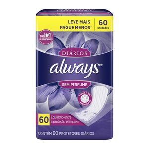 Protetor DiArio Always Sem Perfume COM 60 UNIDADES