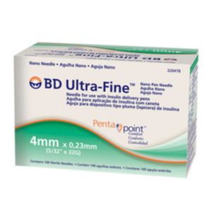 Agulha Insulina Bd Ultra-Fine Pentapoint 4Mm com 100 unidades