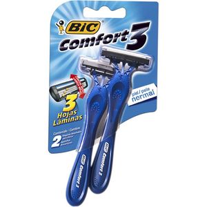 Aparelho De Barbear Bic Confort3 Normal Azul Com 2 Unidades