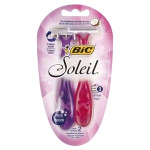 APARELHO DE BARBEAR BIC SOLEIL ROSA/ROXO COM 2 UNIDADES