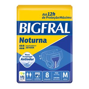 Fralda Geriatrica Adulto Bigfral Derma Plus Noturna M Com 8 Unidades