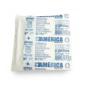 COMPRESSA DE GASE HERIKA 11 FIOS 7,5X7,5CM COM 10 UNIDADES