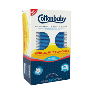 Hastes Flexiveis Cottonbaby Pote Com 300 Unidades