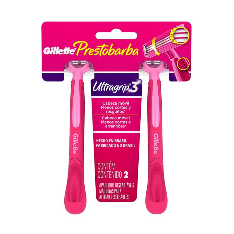 aparelho-prestobarba-ultragrip3-gillette-feminino-com-2-unidades
