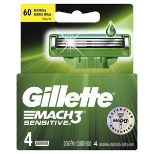Carga De Aparelho Gillette Mach3 Sensitive Com 4 Unidades