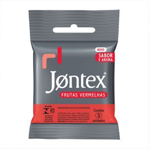 Preservativo Jontex Flavorizado Frutas Vermelhas com 3 Unidades