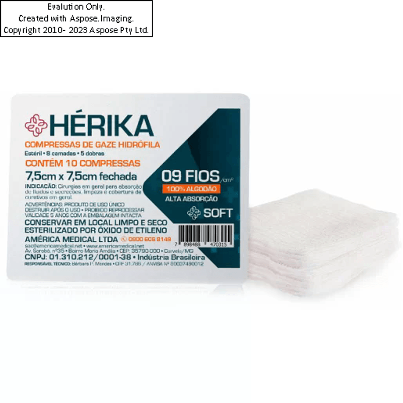herika-compressa-gaze-9-fios-75x75cm-com-10-unidades