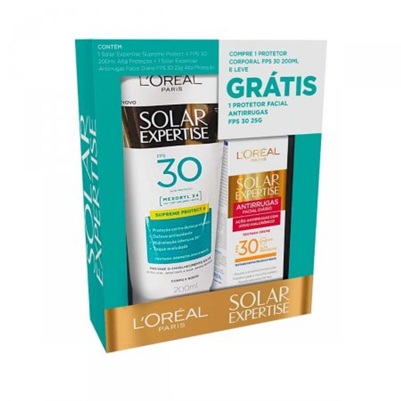 kit-protetor-solar-loreal-expertise-fps30-200ml-facial-antirrugas-fps30-25g