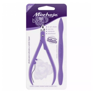 Alicate de Cuticula Merheje Basico Lilas com Espatula