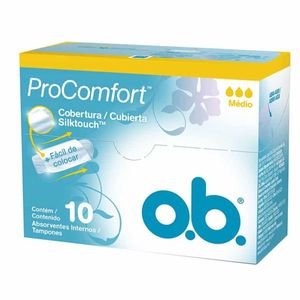 ABSORVENTE INTERNO O.B. PRO COMFORT MEDIO COM 10 UNIDADES