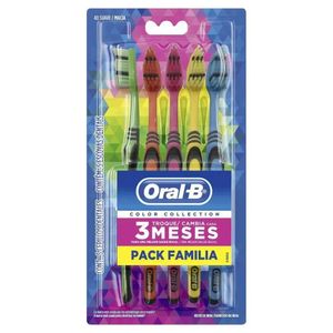 Kit com 5 Escovas Dentais Oral-B Color Collection Macia