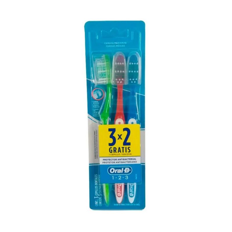 escova-dental-oralb-media-n123-com-3-unidades