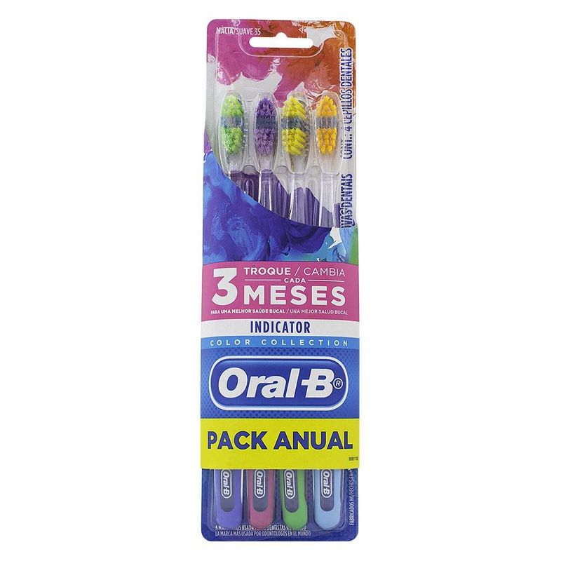 escova-dental-oral-b-indicator-color-macia-n35-com-4-unidades