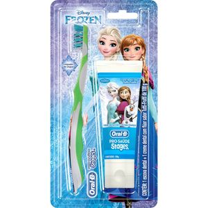 Kit Escova Dental Oral B Infantil Stages 3+Creme Dental Frozen