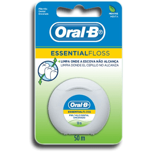Fio Dental Oral B Essential Floss Encerado Menta 50M