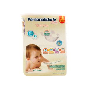 Fralda Personalidade Baby Total Care Bag G Com 54 Unidades