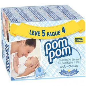 Kit Sabonete Pom Pom Locao Hidratante 70G Leve 5 Pague 4