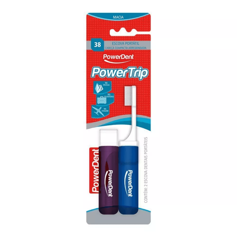 escova-dental-powerdent-trip-viagem-com-2-unidades