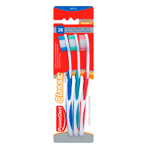 Escova Dental powerdent Adulto Classica Leve 3 Pague 2