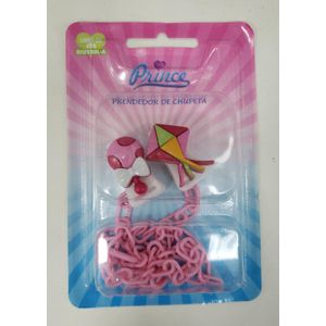 PRENDEDOR DE CHUPETA PRINCE COM CORRENTE ROSA COM 2 UNIDADES R:2506RS