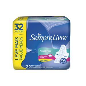 Absorvente Sempre Livre Adapt Plus Suave Com Abas Com 32 Unidades