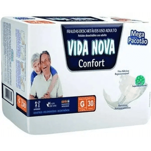 Fralda geriatrica VIDA NOVA CONFORT MEGA G COM 30 UNIDADES