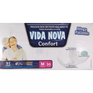 Fralda geriatrica VIDA NOVA CONFORT MEGA M COM 30 UNIDADES