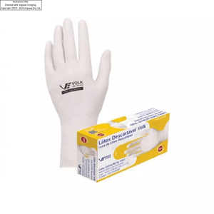 Luva Latex volk tamanho M com Po com 100 unidades