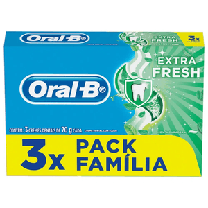 KIT ORAL-B CREME DENTAL EXTRA FRESH 70G COM 3 UNIDADES
