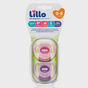 KIT LILLO CHUPETA SIL SOFT COMFORT ROSA N.1 COM 2 UNIDADES R:626631
