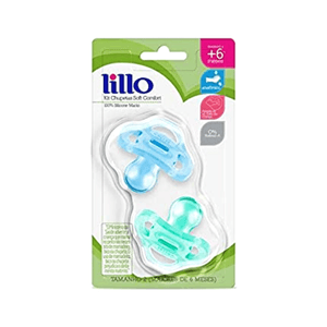 Kit Chupeta Lillo Soft Comfort Silicone T2 Menino com 2 unidades