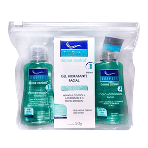 Kit Facial Nupill Derme Control Necessaire Com Sabonete Líquido 60Ml + Gel Hidratante 50g+ Loção Adstringente60Ml  170Ml