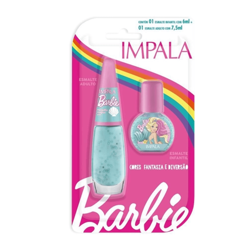 kit-impala-esmalte-barbie-mergulho-magico-infantil-6ml-adulto-75ml