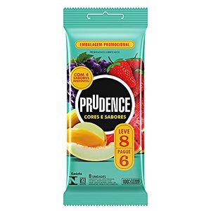 Preservativo Prudence Cores E Sabores Mix Leve 8 Pague 6 unidades