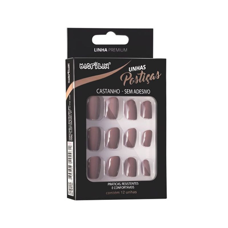 unha-postica-macrilan-premium-curto-marrom-com-12-unidades