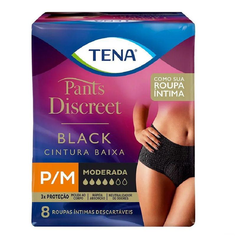 roupa-intima-tena-pants-discreet-black-pm-com-8-unidades