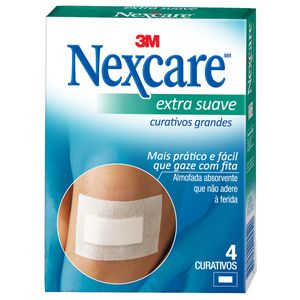 Curativo Nexcare Extra Suave Tamanho Grande com 4 unidades