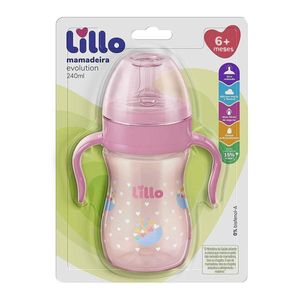 Mamadeira Lillo Super Evolution Primeiros Passos Com Alca Silicone Menina 240Ml