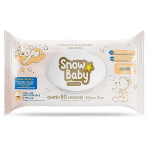 LENÇO UMEDECIDO SNOW BABY PREMIUM COM 80 UNIDADES