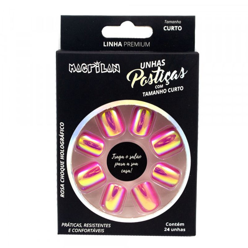 unha-postica-macrilan-holografica-curto-rosa-com-24-unidades