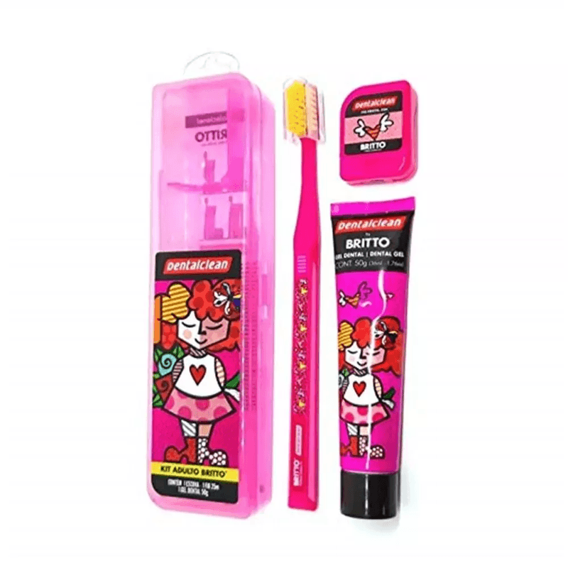 kit-dentalclean-romero-britto-com-escova-de-dentefio-dental-25mgel-dental-50g