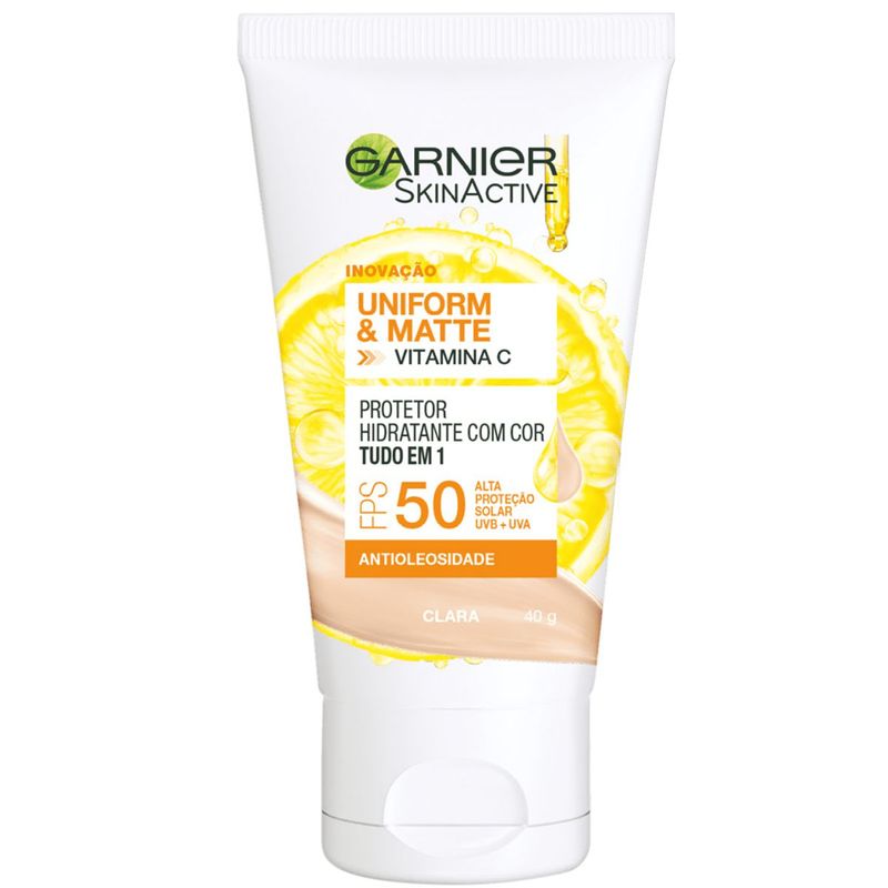 protetor-solar-facial-garnier-uniform--matte-com-cor-clara-fps-50-40g