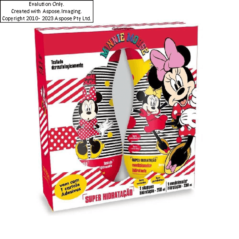 kit-minnie-shampoo-250mlcondicionador-hidratados-230ml-gratis-adesivo