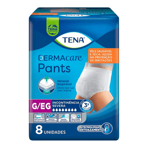 FRALDA TENA DERMACARE PANTS G/EG COM 8 UNIDADES
