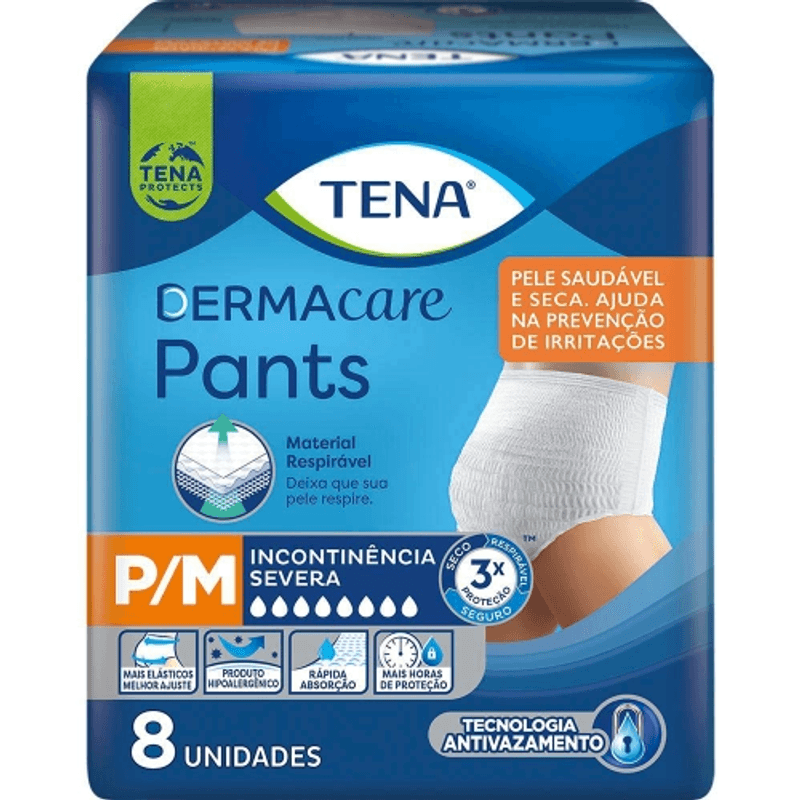 fralda-tena-dermacare-pants-pm-com-8-unidades
