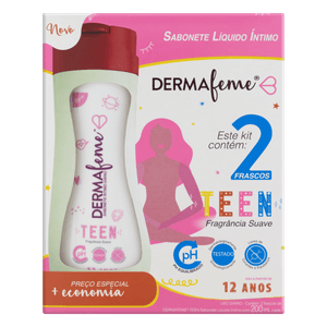 Kit Sabonete Liquido intimo Dermafeme Teen 2 Frascos De 200Ml