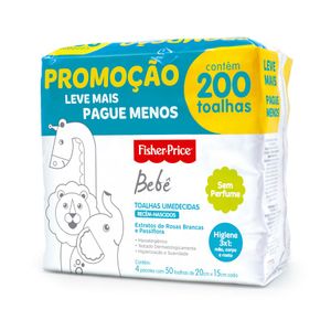 TOALHA UMEDECIDA FISHER-PRICE SEM PERFUME COM 200 UNIDADES